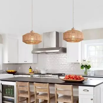 Popular Woven Plug in Pendant Light with Handmade Hemp Rope Shade Dimmable Switch Natural Basket Hanging Lamp Eco Friendly Lamp EU PLUG