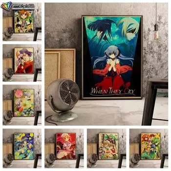 Популярная 5D Diy вышивка крестиком аниме «Когда они плачут Хигураши» живопись полная дрель набор для вышивки крестом Наклейка на стену домашний декор Full Round 20X30CM