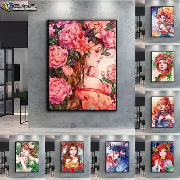 Популярная 5D Diy вышивка крестиком цветок и девушка картина полная дрель набор для вышивки крестом Наклейка на стену домашний декор Full Round 20X30CM