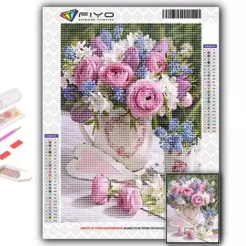 Популярная 5D Diy вышивка крестиком цветы в горшках картина полная дрель набор для вышивки крестом настенная наклейка домашний декор Full Round 20X30CM