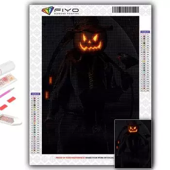 Популярная 5D Diy вышивка крестиком Хэллоуин страшная голова тыквы человек картина полная дрель набор для вышивки крестиком настенная наклейка домашний декор Full Round 20X30CM