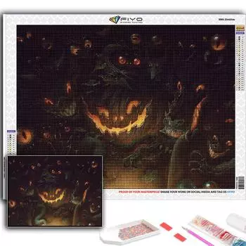 Популярная 5D Diy вышивка крестиком Хэллоуин страшная тыква пейзажная живопись полная дрель набор для вышивки крестиком настенная наклейка домашний декор Full Round 20X30CM
