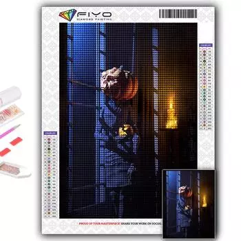 Популярная 5D Diy вышивка крестиком Хэллоуин страшная голова тыквы человек картина полная дрель набор для вышивки крестиком настенная наклейка домашний декор Full Round 20X30CM