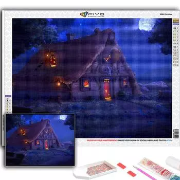 Популярная 5D Diy вышивка крестиком Хэллоуин тыква и замок ведьмы картина полная дрель набор для вышивки крестом Наклейка на стену домашний декор Full Round 20X30CM