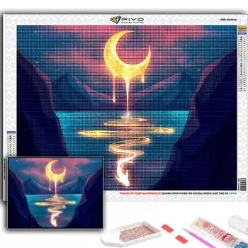 Популярная 5D Diy вышивка крестиком художественная картина «Луна и звездное небо» полная дрель набор для вышивки крестом Наклейка на стену домашний декор Full Round 20X30CM
