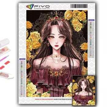 Популярная 5D Diy вышивка крестиком мультфильм милая благородная девушка живопись полная дрель набор для вышивки крестом Наклейка на стену домашний декор Full Round 20X30CM