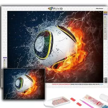 Популярная 5D Diy вышивка крестиком «Огонь и вода» Футбольная картина полная дрель набор для вышивки крестом настенная наклейка домашний декор Full Round 20X30CM