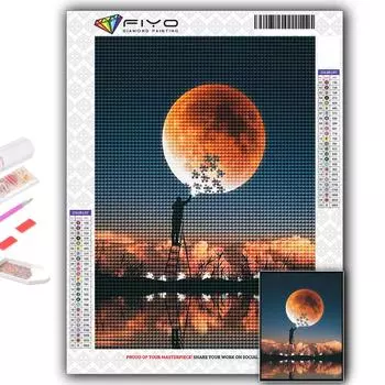 Популярная 5D Diy вышивка крестиком Полная луна картина полная дрель набор для вышивки крестом Наклейка на стену домашний декор Full Round 20X30CM