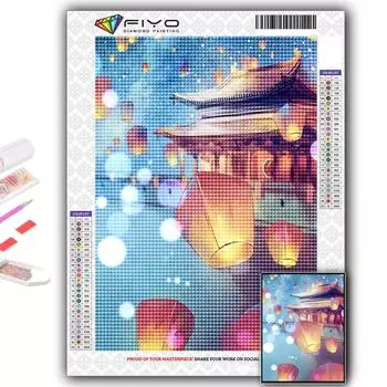 Популярная 5D Diy вышивка крестиком Thaise Lampion и цветок лотоса световая картина полная дрель набор для вышивки крестиком настенная наклейка домашний декор Full Round 20X30CM