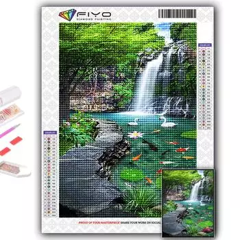 Популярная 5D Diy вышивка крестиком живописный водопад картина полная дрель набор для вышивки крестом настенная наклейка домашний декор Full Round 20X30CM
