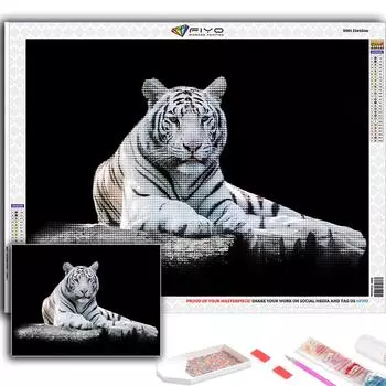 Популярная 5D Diy вышивка крестиком животное белый тигр картина полная дрель набор для вышивки крестом Наклейка на стену домашний декор Full Round 20X30CM