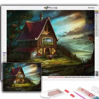 Популярная 5D Diy вышивка крестом лесная хижина картина полная дрель набор для вышивки крестом Наклейка на стену домашний декор Full Round 20X30CM