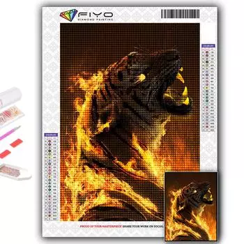 Популярная 5D Diy вышивка крестом Свирепый зверь Тигр Картина Полный набор для вышивки крестом Наклейка на стену Домашний декор Full Round 20X30CM