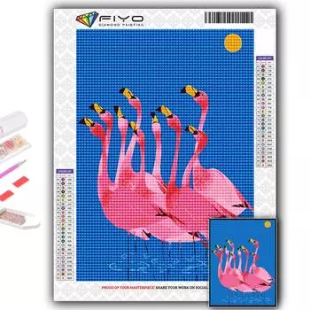 Популярная 5D Diy вышивка крестом животное фламинго картина полная дрель набор для вышивки крестом Наклейка на стену домашний декор Full Round 20X30CM