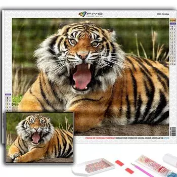 Популярная 5D Diy вышивка крестом животное тигр картина полная дрель набор для вышивки крестом настенная наклейка домашний декор Full Round 20X30CM