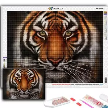 Популярная 5D Diy вышивка крестом животное тигр картина полная дрель набор для вышивки крестом настенная наклейка домашний декор Full Round 20X30CM