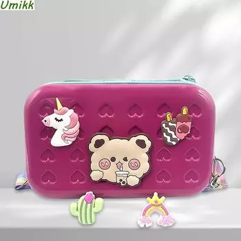Популярная 7-дюймовая мини-водостойкая косметичка с твердым корпусом из мультфильма, женская косметичка-органайзер, маленькая сумочка для сотового телефона, органайзер для туалетных принадлежностей розовый