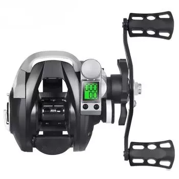 Популярная электронная приманка для литья рыбы светодиодный цифровой дисплей рыболовная катушка с высоким передаточным отношением 7,2:1 10 кг Водонепроницаемый фрикцион для морской рыбалки Left Hand чёрный