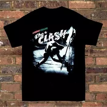 Популярная черная хлопковая рубашка унисекс Clash London Calling, размер S 234XL HNB152 с длинными или короткими рукавами S