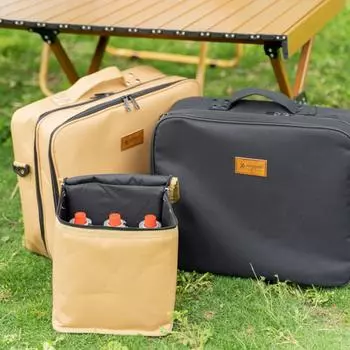 Популярная двухслойная сумка для хранения бензобака для кемпинга, ткань Оксфорд, износостойкая, высокая емкость для противня, кассетная газовая плита хаки