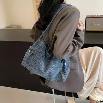 Популярная джинсовая сумка этого года. Новинка 2024 года. Женская летняя универсальная сумка большой вместимости. Трендовая сумка подмышками.