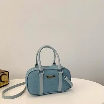 Популярная джинсовая сумка-бостон весна женская универсальная новая модная сумка на одно плечо через плечо separate bag