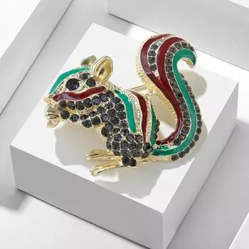 Популярная европейская и американская брошь в виде животного, симпатичная ретро-брошь в виде белки, инкрустированная бриллиантами из сплава