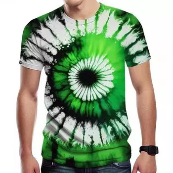 Популярная футболка с 3D-цифровой печатью, имитация тай-дай, нейтральный камуфляж, мужская повседневная рубашка с круглым вырезом и короткими рукавами S