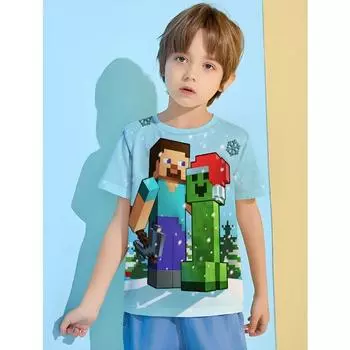 Популярная футболка с аниме-игрой для мальчика, уличная одежда для детей, детские футболки, одежда для мальчиков 2024, детская одежда, топы 100