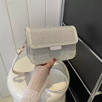 Популярная и модная женская сумка для поездок на работу и обратно, фактурная, 2024, осень, простая, в иностранном стиле, на одно плечо, маленькая квадратная сумка через плечо хаки