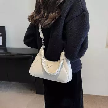 Популярная и популярная женская сумка, новинка 2024 года, вязаная цветочная ручка, модная сумка подмышки, универсальная женская сумка на одно плечо в западном стиле