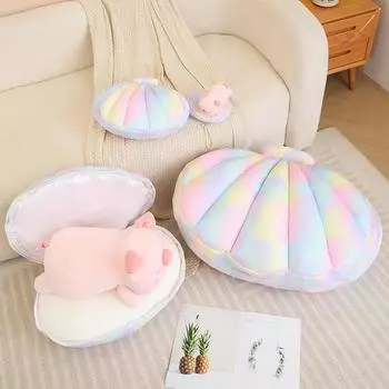 Популярная имитация оболочки с плюшевой подушкой в виде свиньи, высококачественная подушка для домашнего дивана, декор, креативные игрушки, подарок на день рождения pig14cmshell18cm