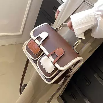 Популярная контрастная цветная маленькая сумка, новые женские сумки через плечо с несколькими карманами, летние универсальные сумки с клапаном