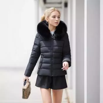 Популярная короткая хлопковая одежда с большим меховым воротником, женская свободная одежда высокого класса, утолщенная зимняя куртка L розовый