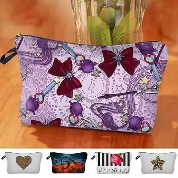 Популярная косметическая сумка с музыкальным символом, портативная большая емкость A