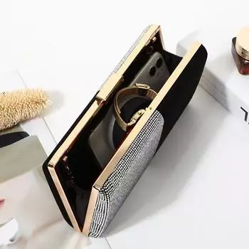 Популярная легкая роскошная яркая алмазная обеденная телефонная косметика банкетное хранение высококачественный темперамент стиль цепная сумка 22*4*12cm серебряный