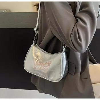 Популярная летняя сумка-багет для пожилых людей, нишевая сумка через плечо, женская сумка через плечо One Size розовый