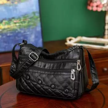 Популярная маленькая квадратная сумка на пуговицах, женская сумка с ромбовидной решеткой, на одно плечо, с диагональным ремнем, вышитая нитью