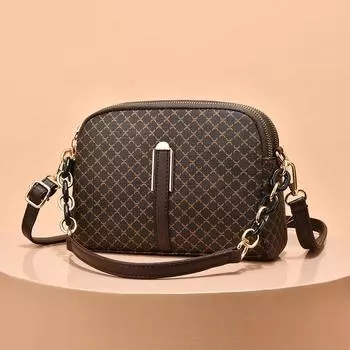 Популярная маленькая сумка, новая женская сумка через плечо с принтом, мягкая кожаная двухслойная сумка через плечо большой емкости хаки