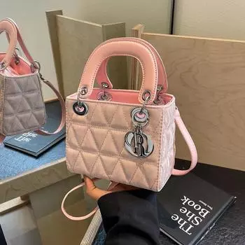 Популярная маленькая сумка с бриллиантами 2024 года, новая высококачественная сумка с текстурой, сумка принцессы Дианы, сумка-мессенджер через плечо, женская сумка чёрный