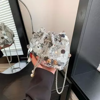 Популярная маленькая сумка с пайетками для женщин весной и летом, новая модная и красочная банкетная сумка, универсальная японская и корейская одиночная сумка