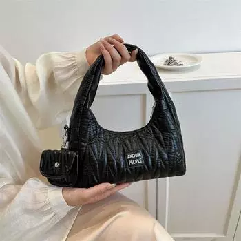 Популярная маленькая сумка с вышивкой нитками для женщин 2024 года, летняя новая нишевая универсальная сумка через плечо под мышкой, популярная корейская ручная сумка белый