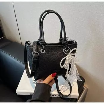 Популярная маленькая сумка женская летняя новая модная сумка-мессенджер повседневная сумка-ведро чёрный