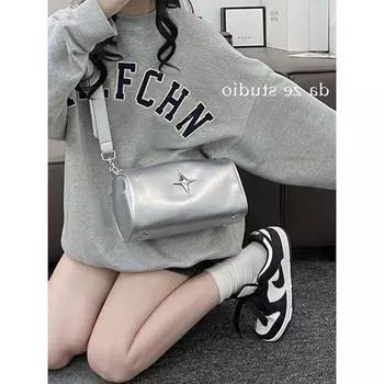 Популярная маленькая женская сумка 2024 года, новая сумка-ведро через плечо большой емкости y2k Spice Girl, серебристая сумка-ведро серебряный