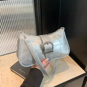 Популярная мода простой темперамент женщины 2024 ретро повседневная осень и зима поездки на работу текстура иностранный стиль сумка через плечо женщины белый