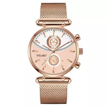 Популярная модная двухглазая сплайсированная женская наручная часы женские часы сетчатый ремень Миланский ремень кварцевые часы обработка настройка