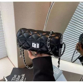 Популярная модная сумка-клатч с бриллиантовой цепочкой, женская, новая весенняя, на плечо, через плечо, сумка-подушка чёрный