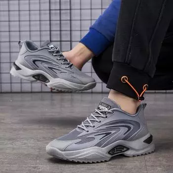 Популярная мужская обувь корейской версии, дышащая спортивная повседневная универсальная обувь для бега, фитнеса, легкая и удобная, прямые поставки с фабрики 39 чёрный