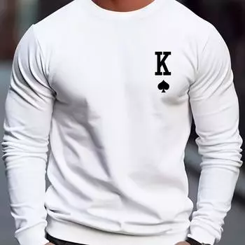 Популярная мужская повседневная однотонная рубашка с длинным рукавом и уникальным принтом Spade K, осенняя футболка, топы, мужская уличная спортивная одежда для гольфа S