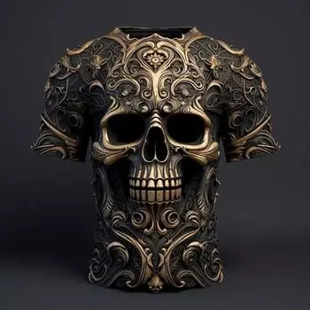 Популярная мужская ретро футболка с 3D принтом черепа модная мужская одежда S